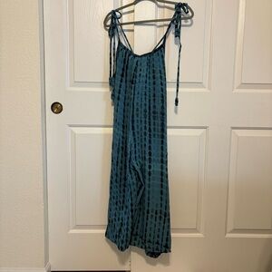 Lightweight Teal Tie-Dye overalls